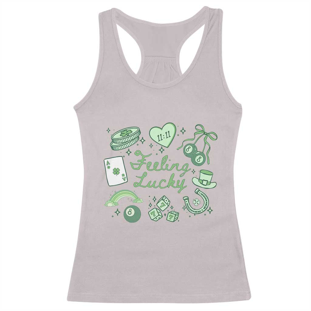 Feeling Lucky St Patricks Day Coquette Shamrock Racerback Tank Top