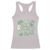Feeling Lucky St Patricks Day Coquette Shamrock Racerback Tank Top
