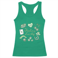 Feeling Lucky St Patricks Day Coquette Shamrock Racerback Tank Top