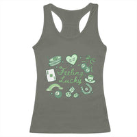 Feeling Lucky St Patricks Day Coquette Shamrock Racerback Tank Top