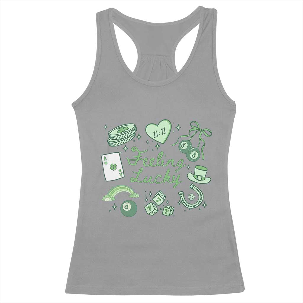 Feeling Lucky St Patricks Day Coquette Shamrock Racerback Tank Top