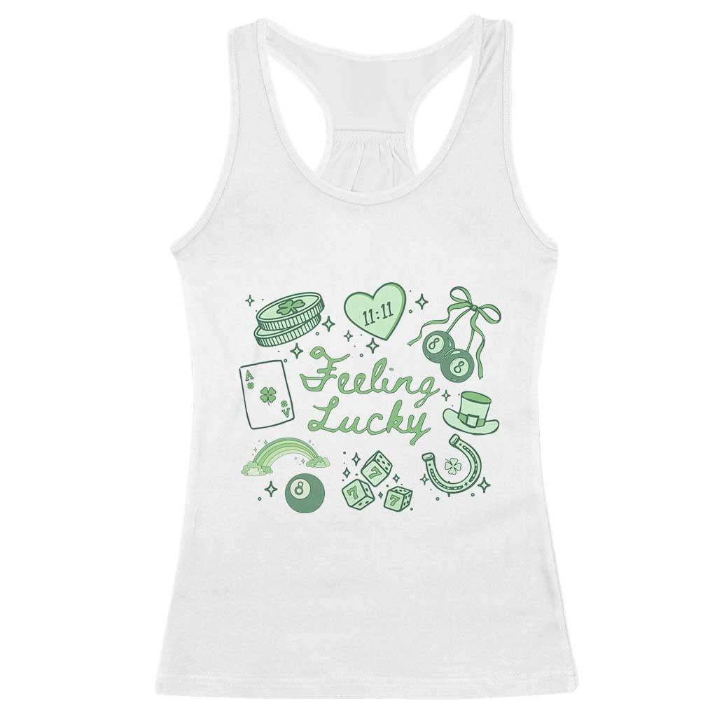 Feeling Lucky St Patricks Day Coquette Shamrock Racerback Tank Top