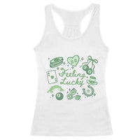 Feeling Lucky St Patricks Day Coquette Shamrock Racerback Tank Top
