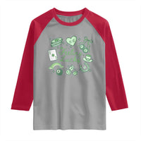 Feeling Lucky St Patricks Day Coquette Shamrock Raglan Shirt