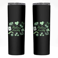 Feeling Lucky St Patricks Day Coquette Shamrock Skinny Tumbler