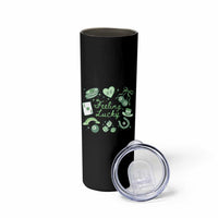 Feeling Lucky St Patricks Day Coquette Shamrock Skinny Tumbler