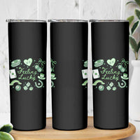 Feeling Lucky St Patricks Day Coquette Shamrock Skinny Tumbler