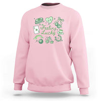 Feeling Lucky St Patricks Day Coquette Shamrock Sweatshirt