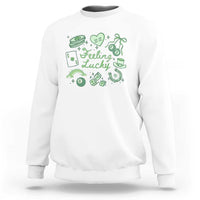 Feeling Lucky St Patricks Day Coquette Shamrock Sweatshirt