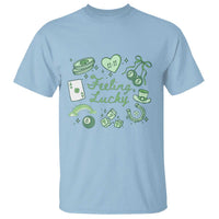 Feeling Lucky St Patricks Day Coquette Shamrock T Shirt