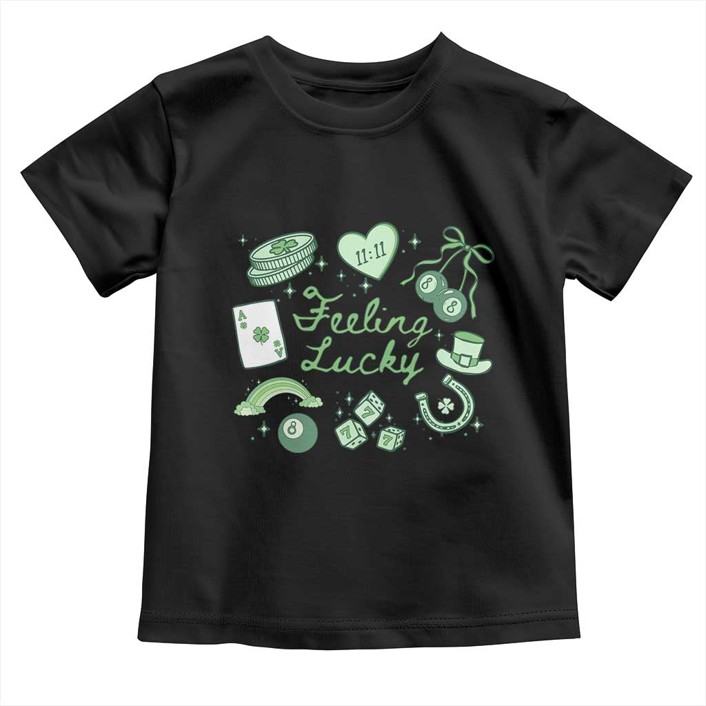 Feeling Lucky St Patricks Day Coquette Shamrock Toddler T Shirt