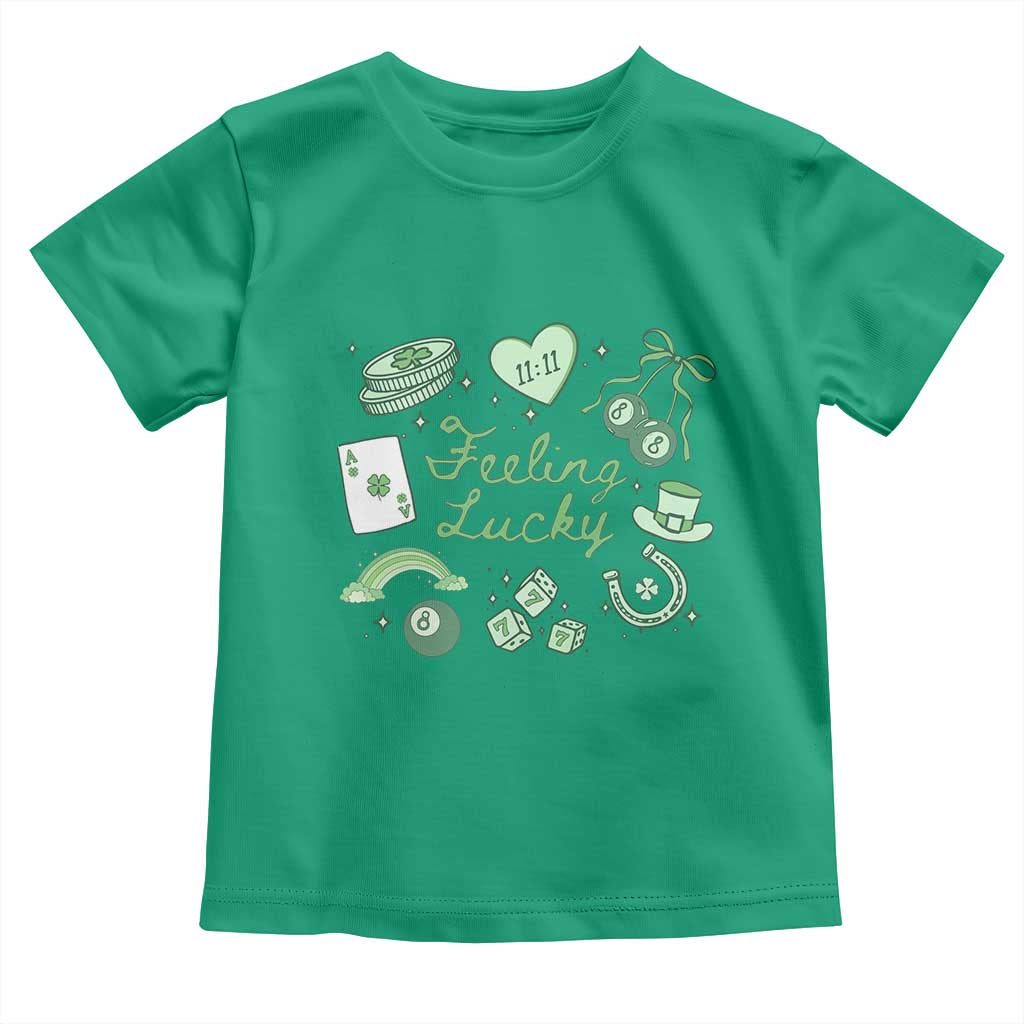 Feeling Lucky St Patricks Day Coquette Shamrock Toddler T Shirt