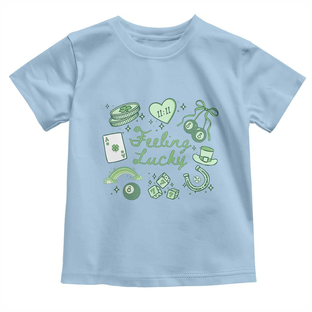 Feeling Lucky St Patricks Day Coquette Shamrock Toddler T Shirt