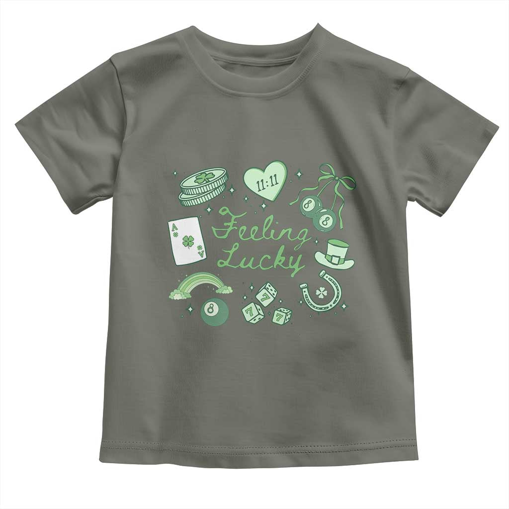 Feeling Lucky St Patricks Day Coquette Shamrock Toddler T Shirt