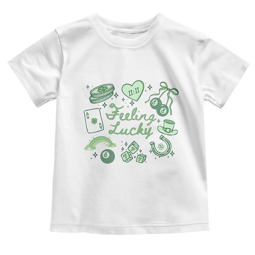 Feeling Lucky St Patricks Day Coquette Shamrock Toddler T Shirt