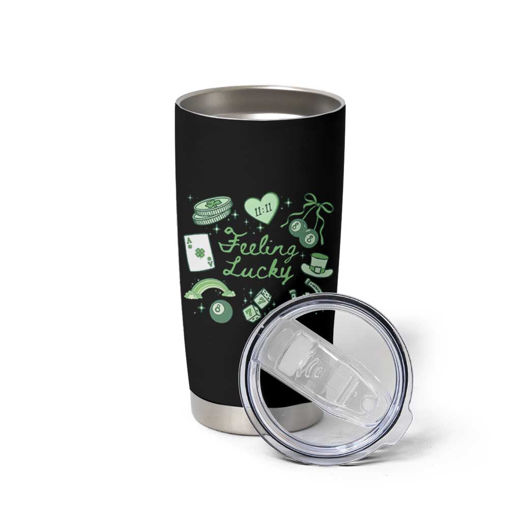Feeling Lucky St Patricks Day Coquette Shamrock Tumbler Cup