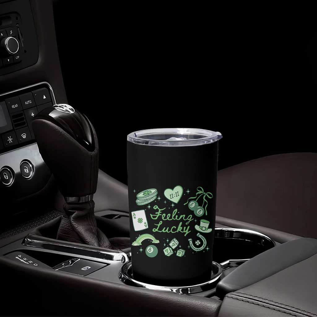 Feeling Lucky St Patricks Day Coquette Shamrock Tumbler Cup