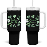 Feeling Lucky St Patricks Day Coquette Shamrock Tumbler With Handle