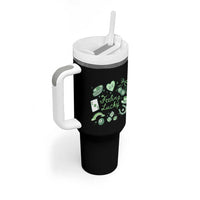 Feeling Lucky St Patricks Day Coquette Shamrock Tumbler With Handle