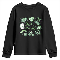 Feeling Lucky St Patricks Day Coquette Shamrock Youth Sweatshirt