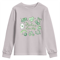 Feeling Lucky St Patricks Day Coquette Shamrock Youth Sweatshirt