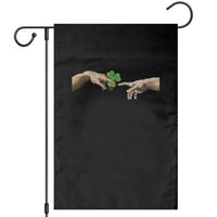 Funny St Patricks Day Shamrock The Creation of Adam Meme Garden Flag