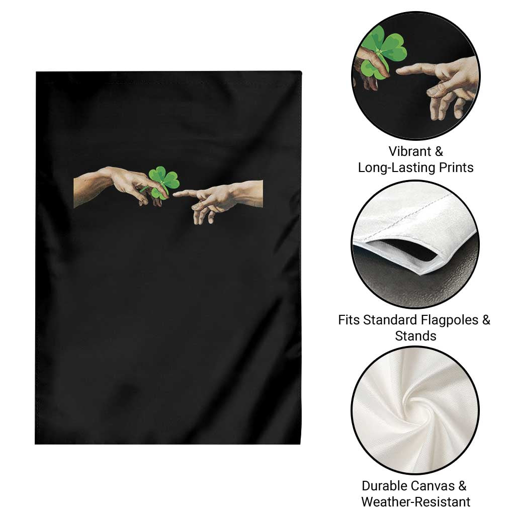 Funny St Patricks Day Shamrock The Creation of Adam Meme Garden Flag
