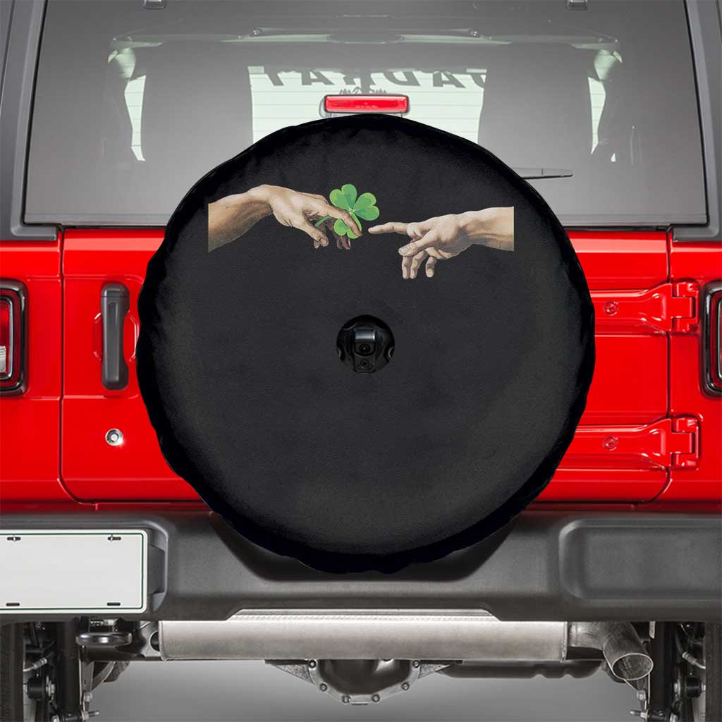 Funny St Patricks Day Shamrock The Creation of Adam Meme Spare Tire Cover