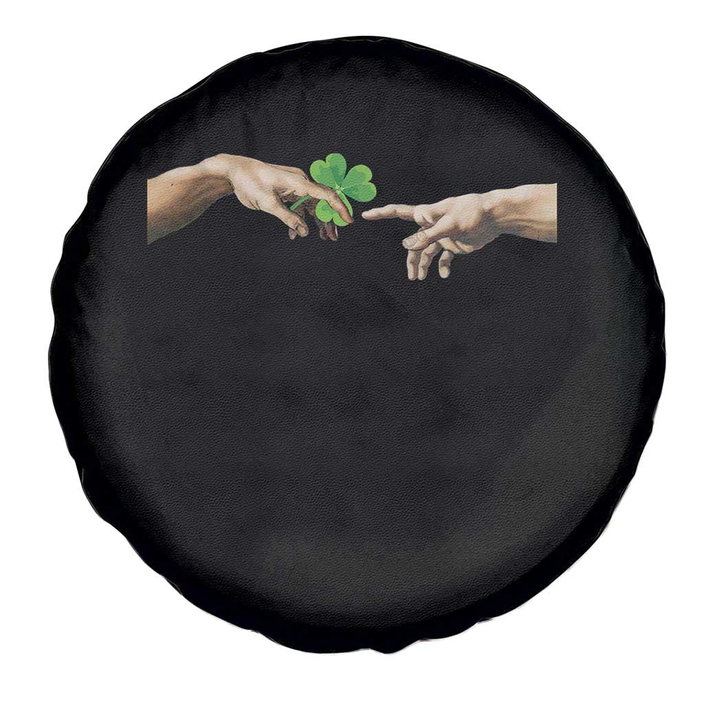 Funny St Patricks Day Shamrock The Creation of Adam Meme Spare Tire Cover