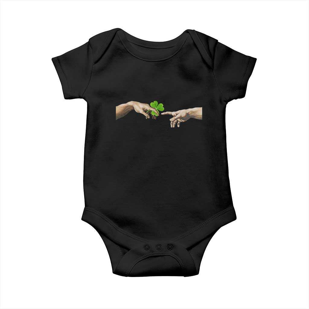 Funny St Patricks Day Shamrock The Creation of Adam Meme Baby Onesie