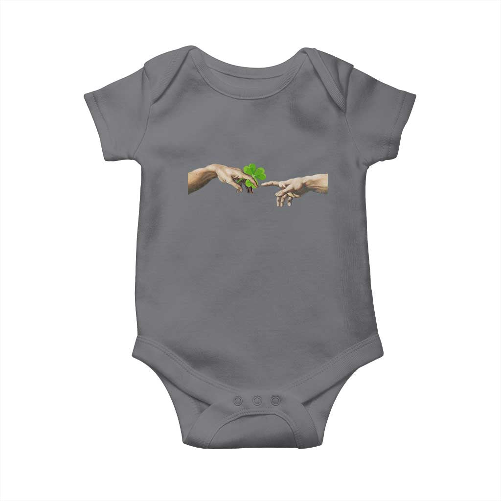 Funny St Patricks Day Shamrock The Creation of Adam Meme Baby Onesie