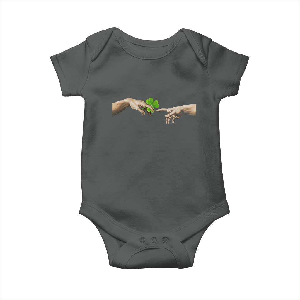 Funny St Patricks Day Shamrock The Creation of Adam Meme Baby Onesie