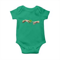 Funny St Patricks Day Shamrock The Creation of Adam Meme Baby Onesie