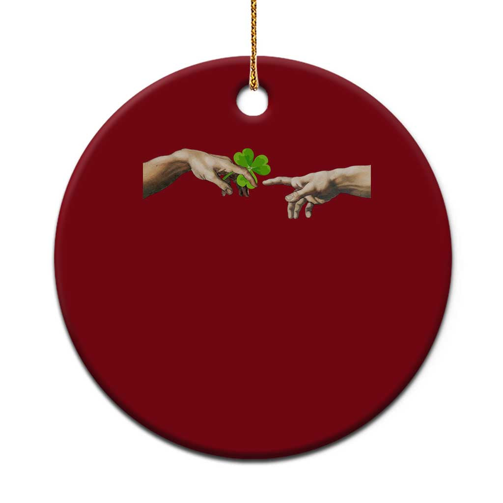 Funny St Patricks Day Shamrock The Creation of Adam Meme Ceramic Ornament