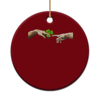 Funny St Patricks Day Shamrock The Creation of Adam Meme Ceramic Ornament