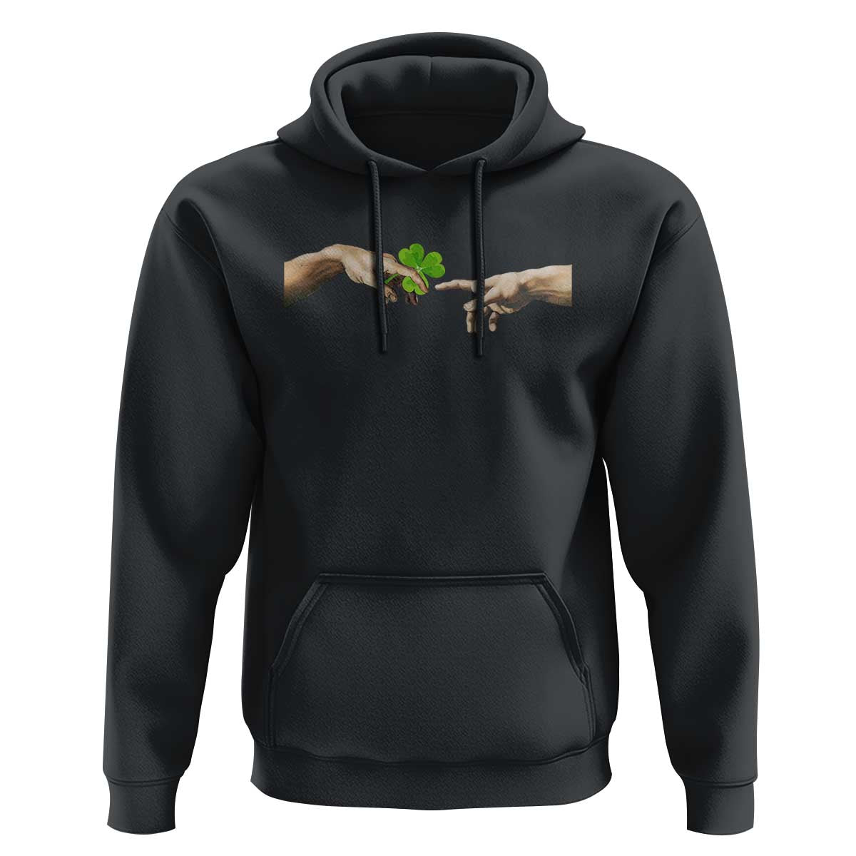 Funny St Patricks Day Shamrock The Creation of Adam Meme Hoodie