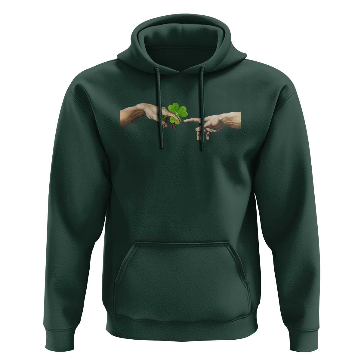 Funny St Patricks Day Shamrock The Creation of Adam Meme Hoodie
