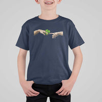 Funny St Patricks Day Shamrock The Creation of Adam Meme T Shirt For Kid