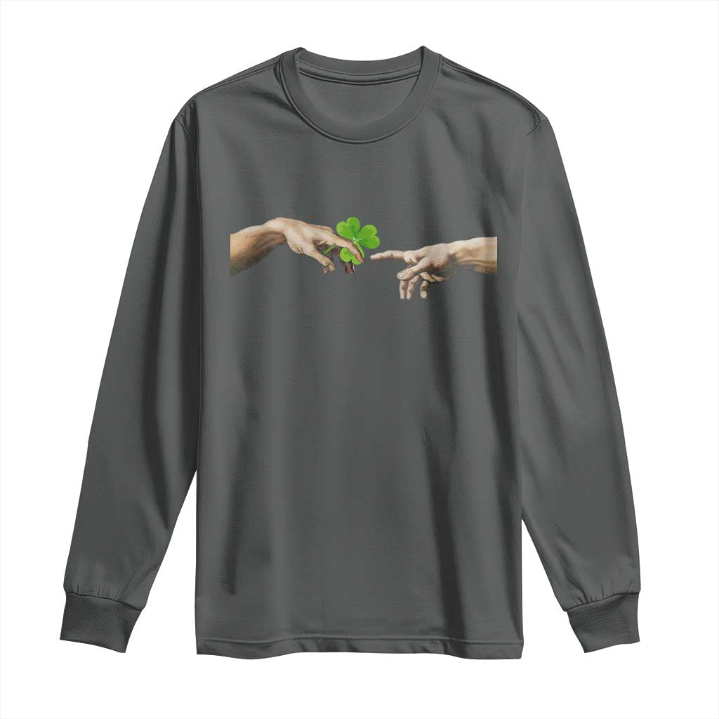 Funny St Patricks Day Shamrock The Creation of Adam Meme Long Sleeve Shirt