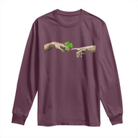 Funny St Patricks Day Shamrock The Creation of Adam Meme Long Sleeve Shirt