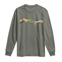 Funny St Patricks Day Shamrock The Creation of Adam Meme Long Sleeve Shirt
