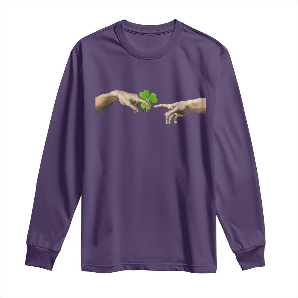 Funny St Patricks Day Shamrock The Creation of Adam Meme Long Sleeve Shirt