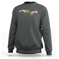 Funny St Patricks Day Shamrock The Creation of Adam Meme Sweatshirt