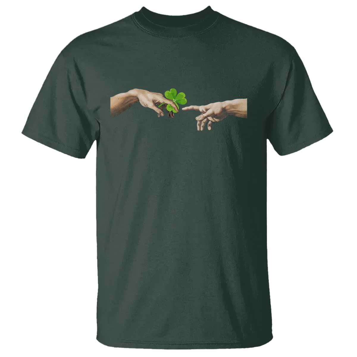 Funny St Patricks Day Shamrock The Creation of Adam Meme T Shirt