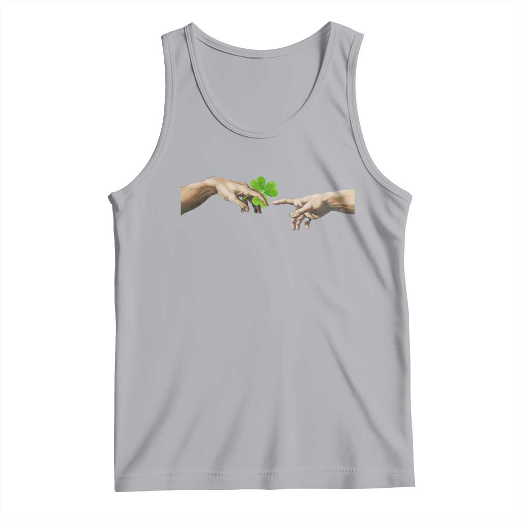 Funny St Patricks Day Shamrock The Creation of Adam Meme Tank Top
