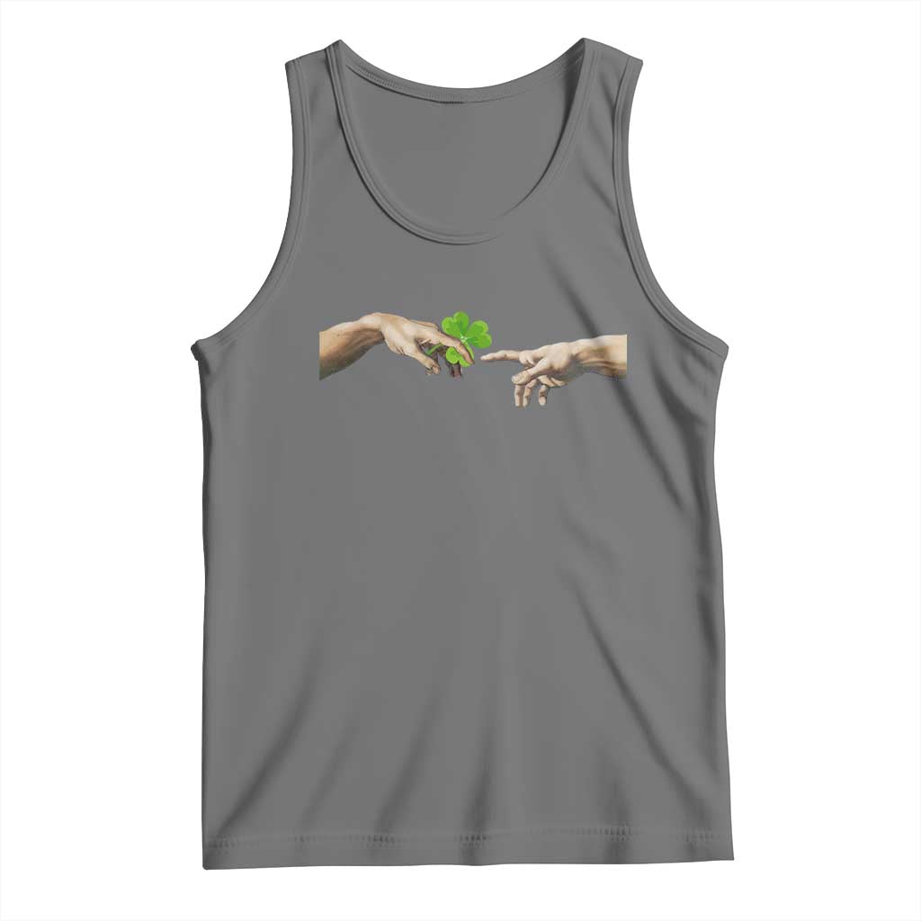 Funny St Patricks Day Shamrock The Creation of Adam Meme Tank Top