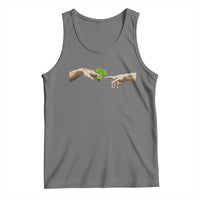 Funny St Patricks Day Shamrock The Creation of Adam Meme Tank Top