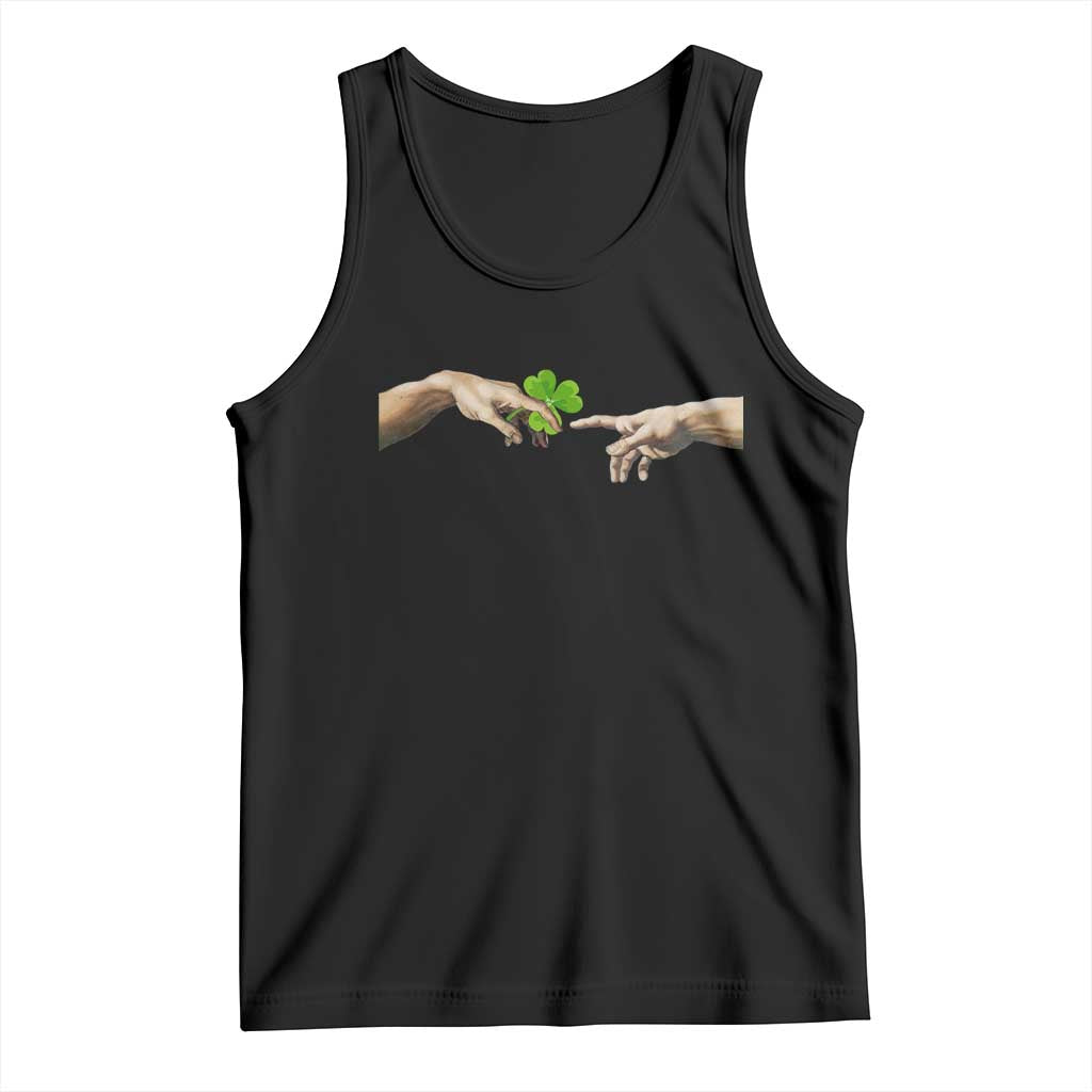 Funny St Patricks Day Shamrock The Creation of Adam Meme Tank Top