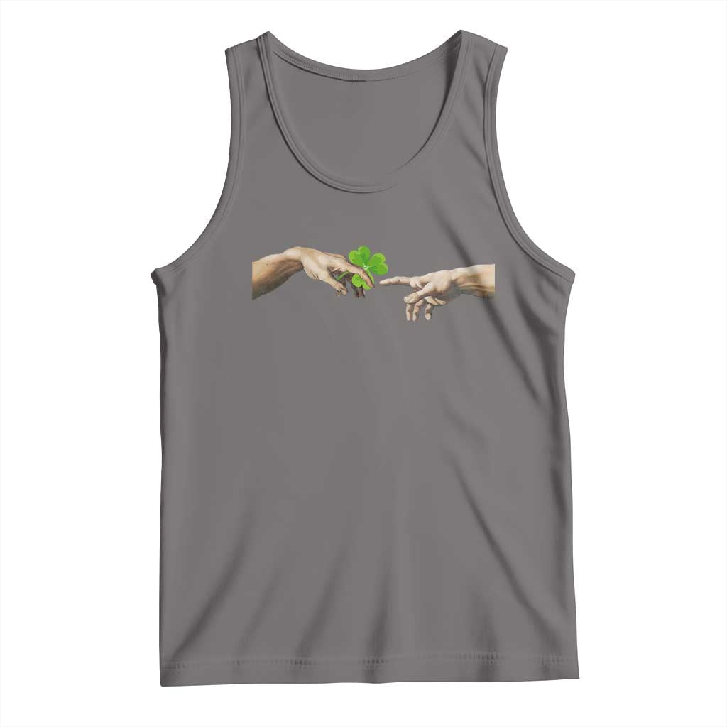 Funny St Patricks Day Shamrock The Creation of Adam Meme Tank Top