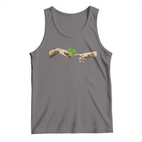 Funny St Patricks Day Shamrock The Creation of Adam Meme Tank Top